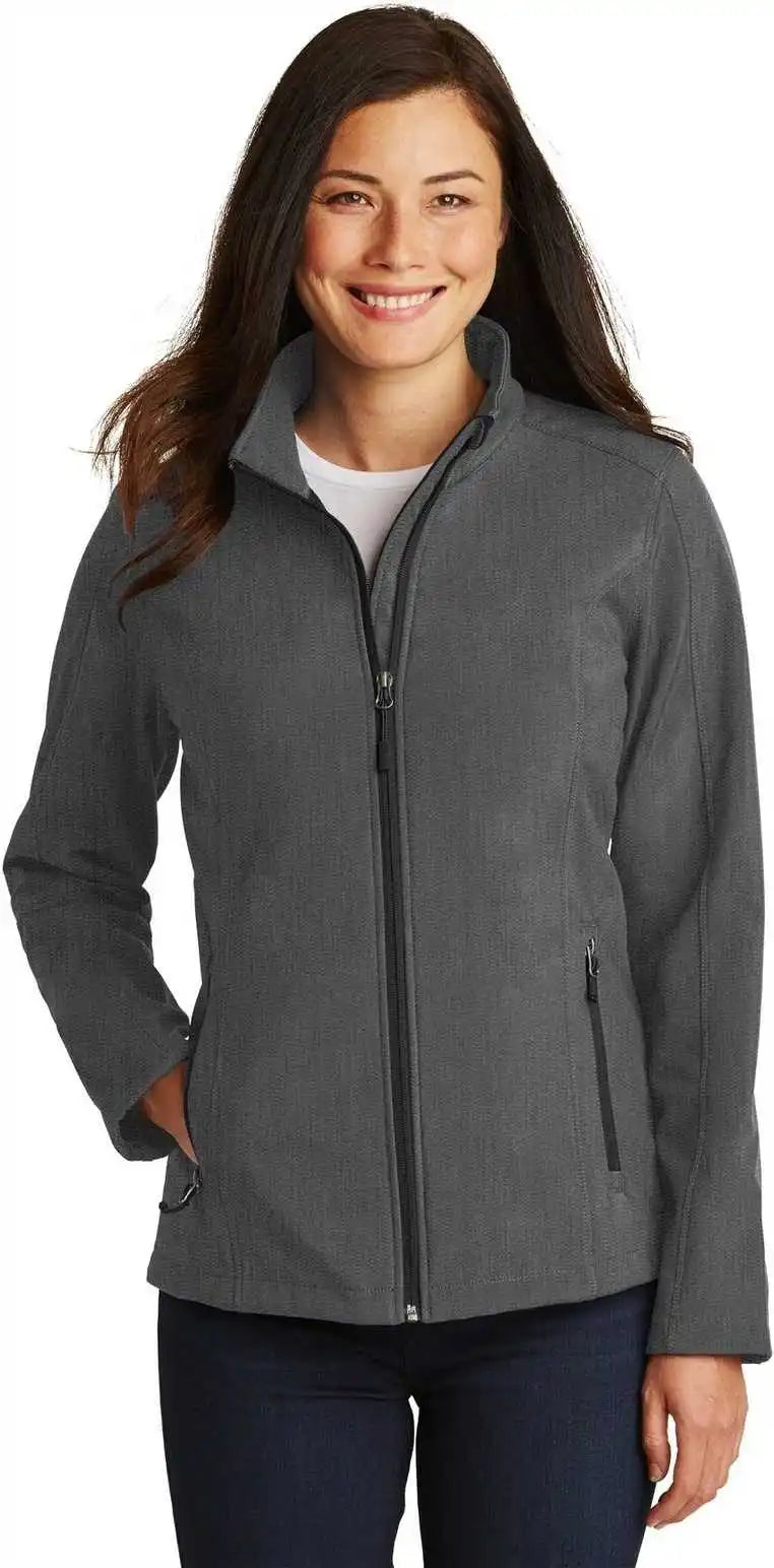 Port Authority L317 Ladies Core Soft Shell Jacket Black Charcoal Heather