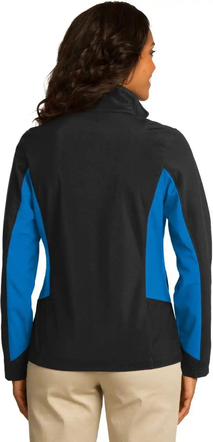 Port Authority L318 Ladies Core Colorblock Soft Shell Jacket Black Imperial Blue