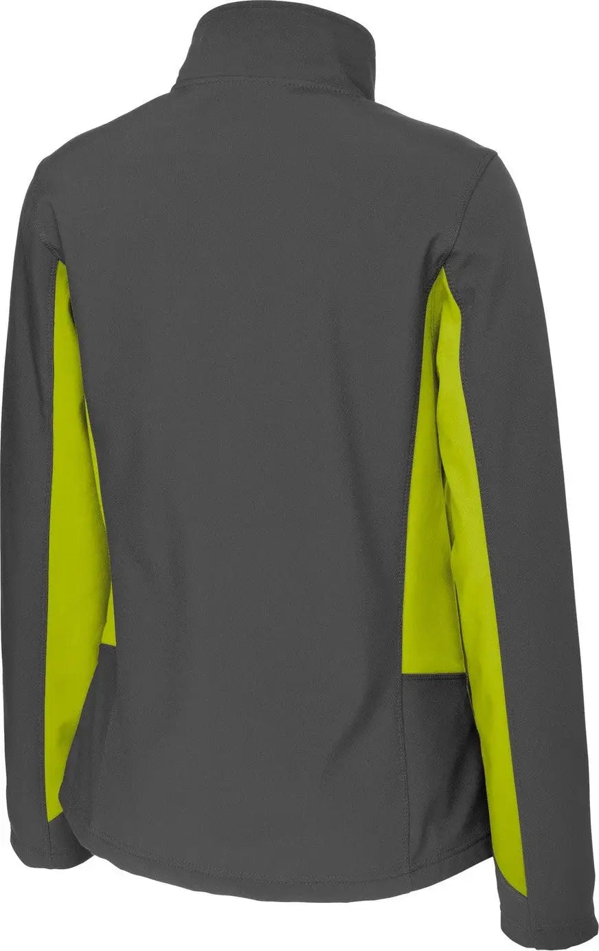 Port Authority L318 Women’s Core Colorblock Soft Shell Jacket - Battleship Gray Charge Green - Gray/ / Ladies Xs