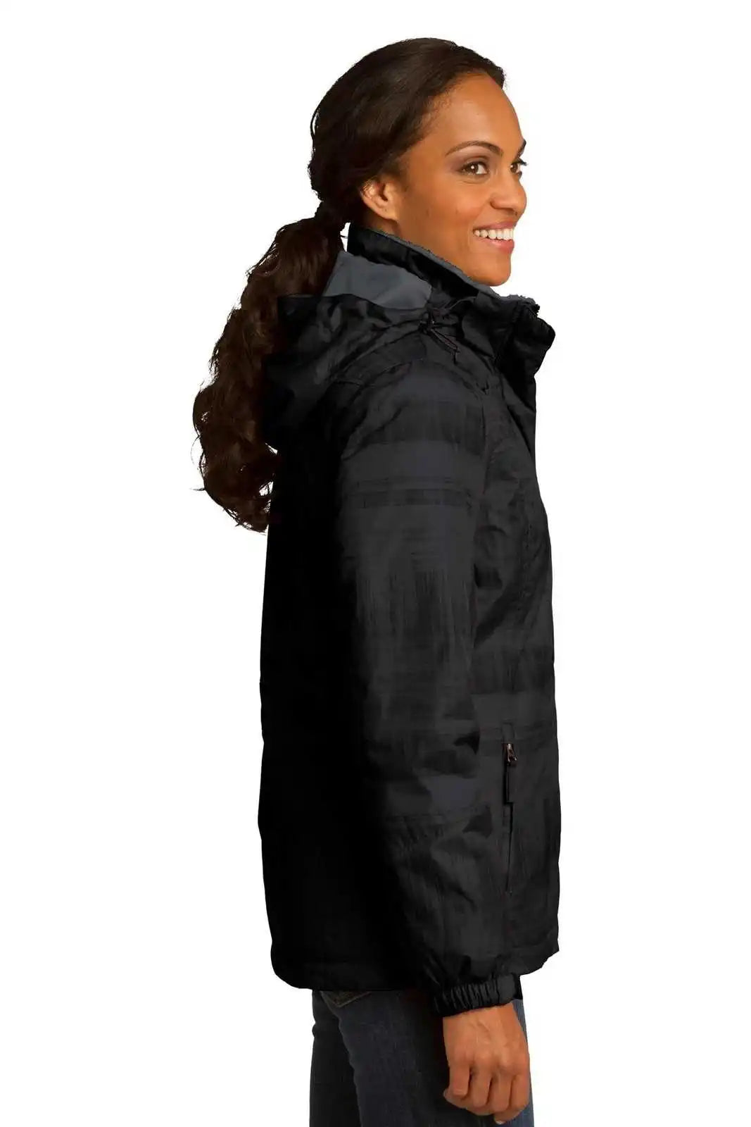 Port Authority L320 Ladies Brushstroke Print Insulated Jacket - Black
