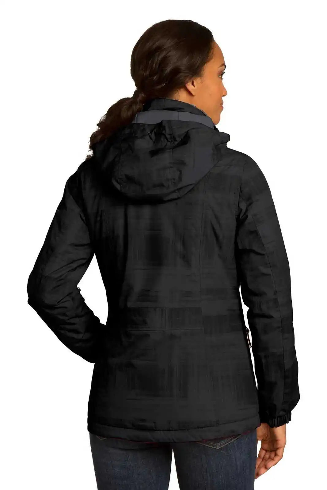 Port Authority L320 Ladies Brushstroke Print Insulated Jacket - Black