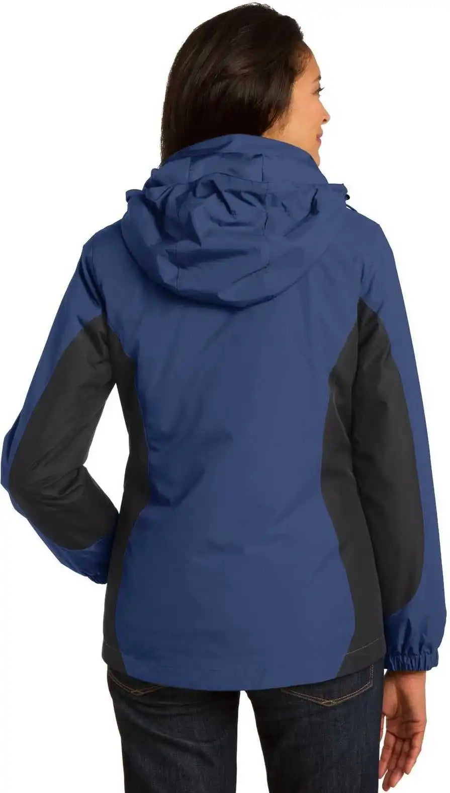Port Authority L321 Ladies Colorblock 3-in-1 Jacket - Admiral Blue Black Magnet