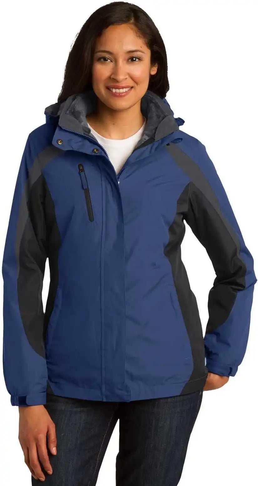 Port Authority L321 Ladies Colorblock 3-in-1 Jacket - Admiral Blue Black Magnet