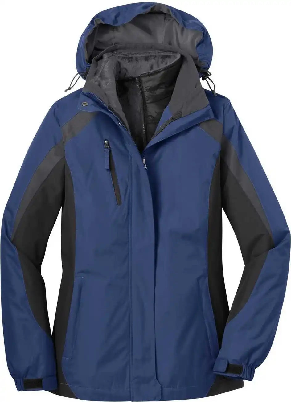 Port Authority L321 Ladies Colorblock 3-in-1 Jacket - Admiral Blue Black Magnet