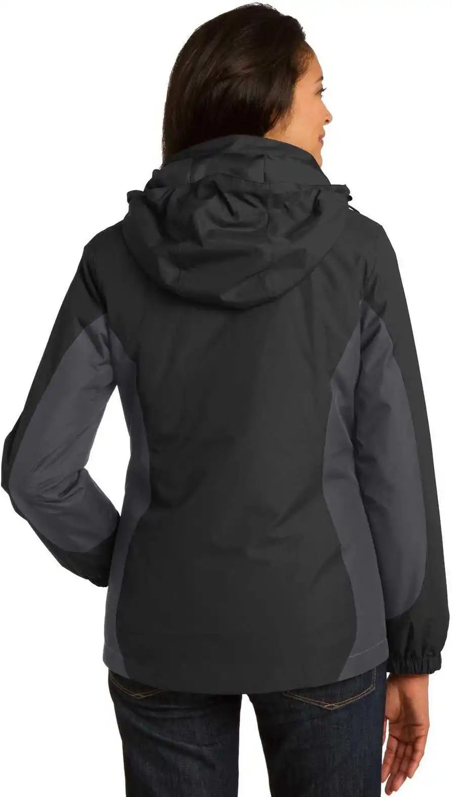 Port Authority L321 Ladies Colorblock 3-in-1 Jacket - Black Magnet Signal Red