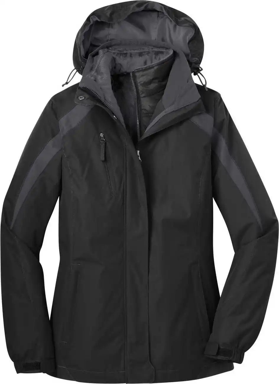 Port Authority L321 Ladies Colorblock 3-in-1 Jacket - Black Magnet