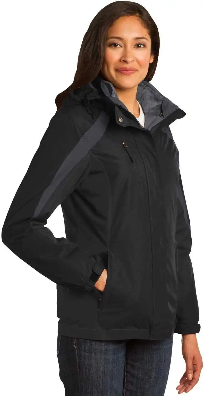 Port Authority L321 Ladies Colorblock 3-in-1 Jacket - Black Magnet