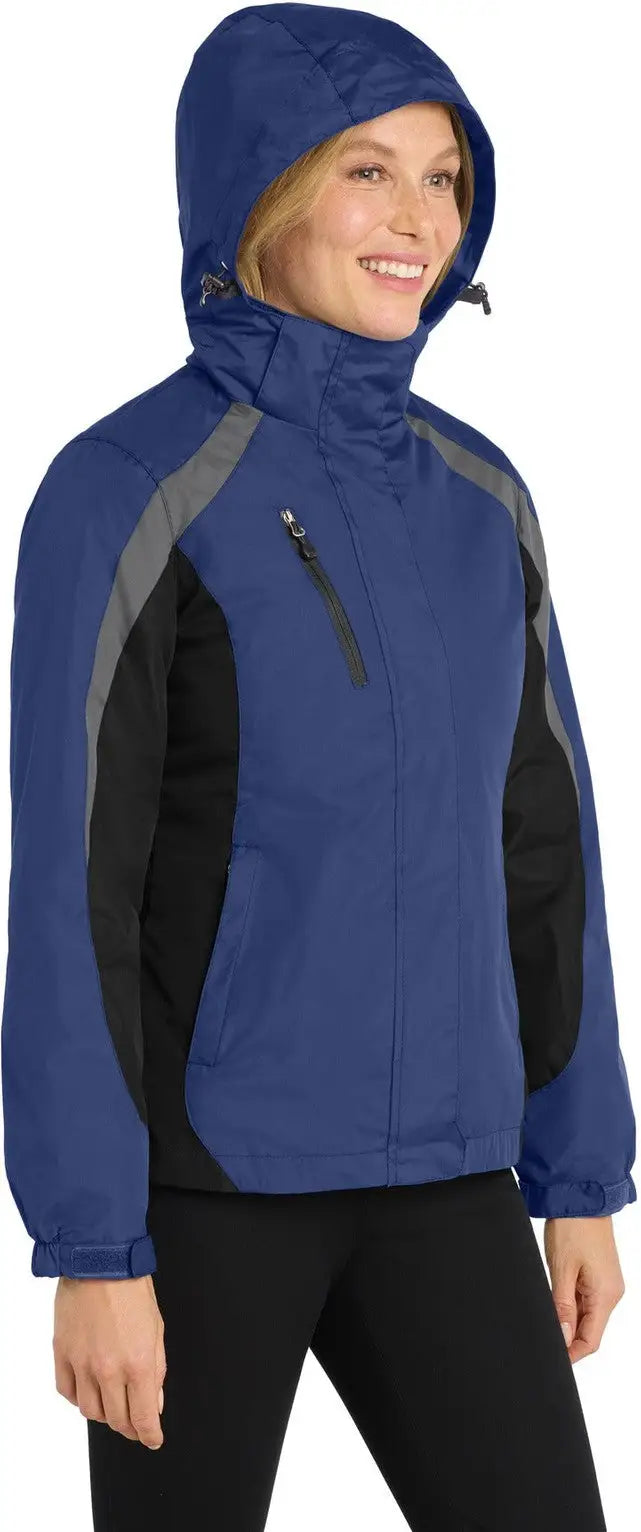 Port Authority L321 Women’s Colorblock 3-in-1 Jacket - Admiral Blue Black Magnet
