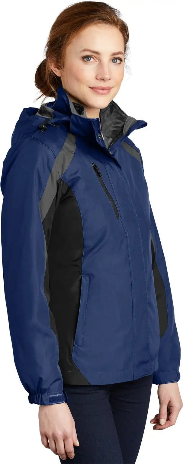 Port Authority L321 Women’s Colorblock 3-in-1 Jacket - Admiral Blue Black Magnet