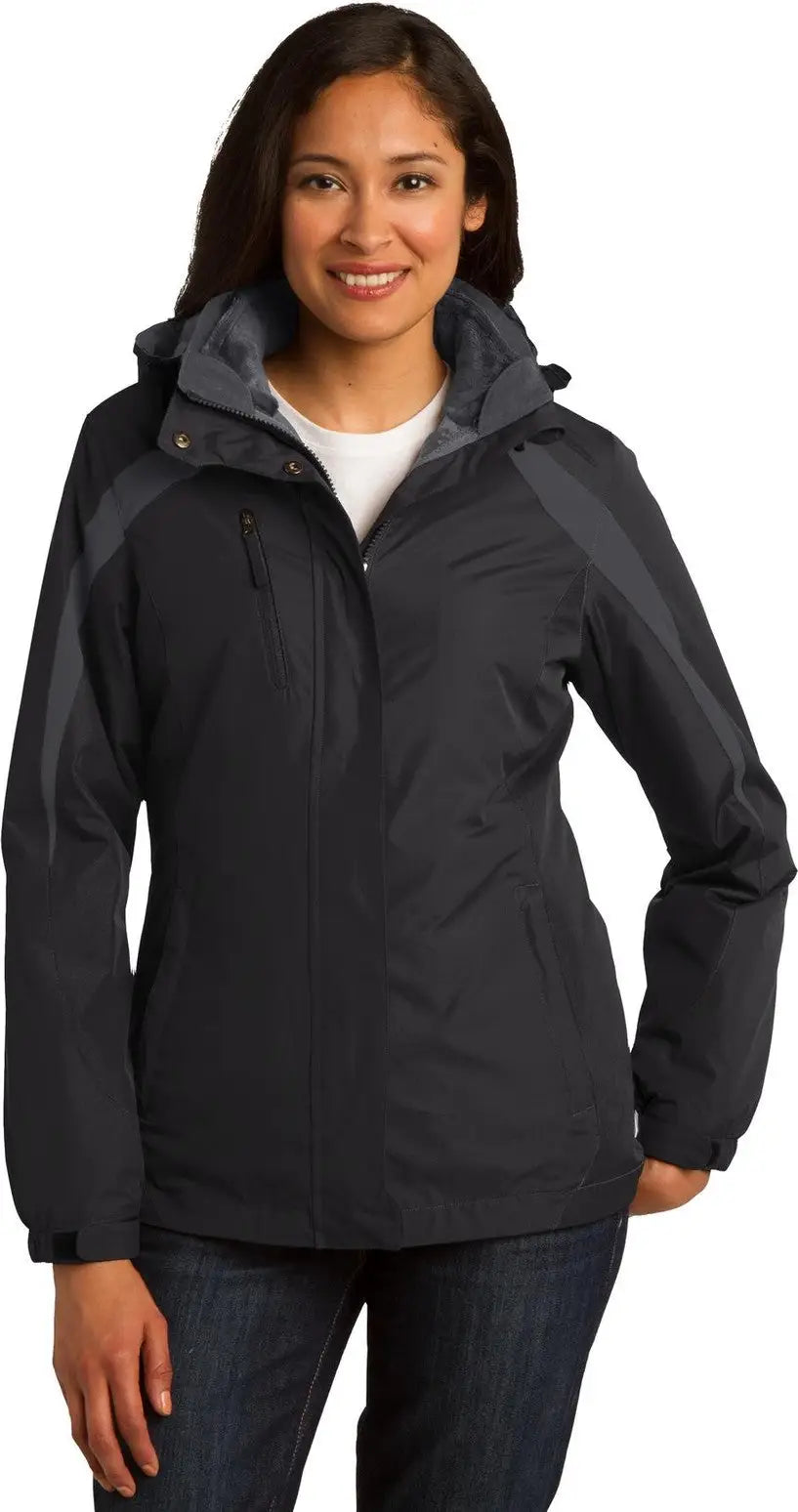 Port Authority L321 Women’s Colorblock 3-in-1 Jacket - Black Magnet - Black/ / Ladies Xs