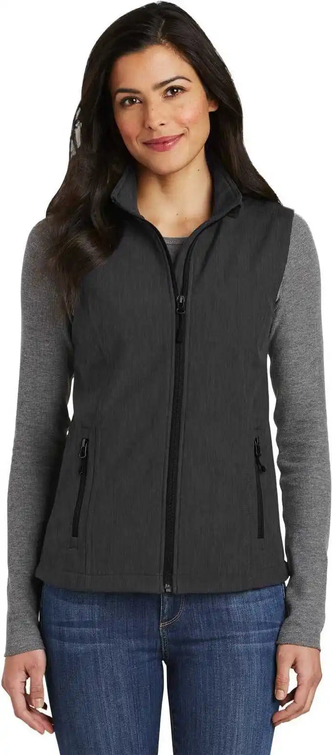 Port Authority L325 Ladies Core Soft Shell Vest - Black Charcoal Heather