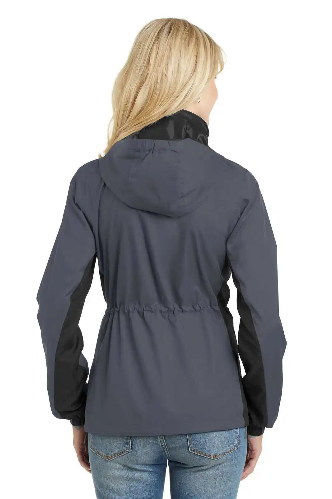 Port Authority L330 Ladies Core Colorblock Wind Jacket - Battleship Gray Black
