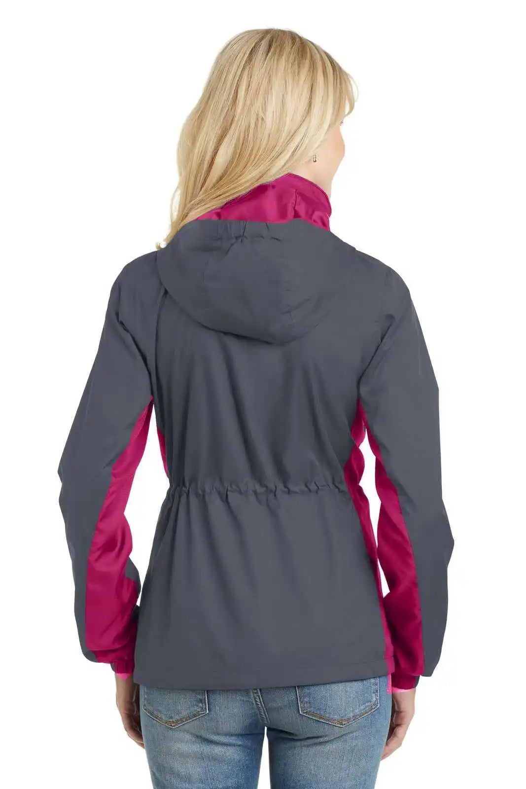 Port Authority L330 Ladies Core Colorblock Wind Jacket - Battleship Gray Dark Rose