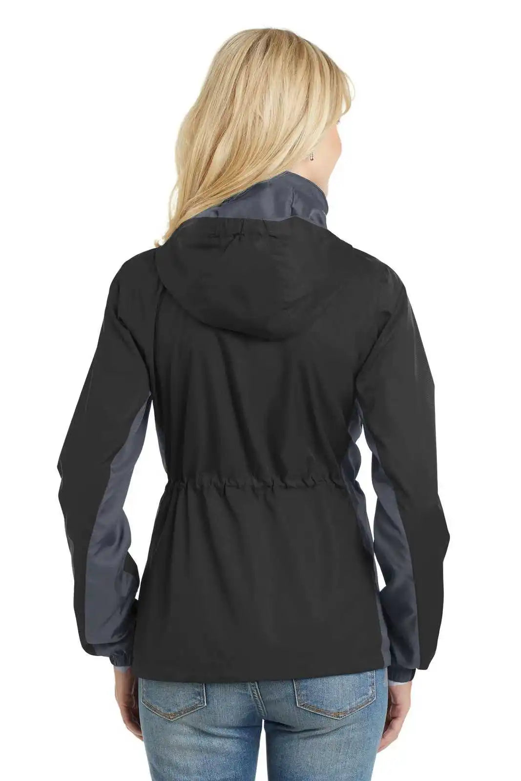 Port Authority L330 Ladies Core Colorblock Wind Jacket - Black Battleship Gray