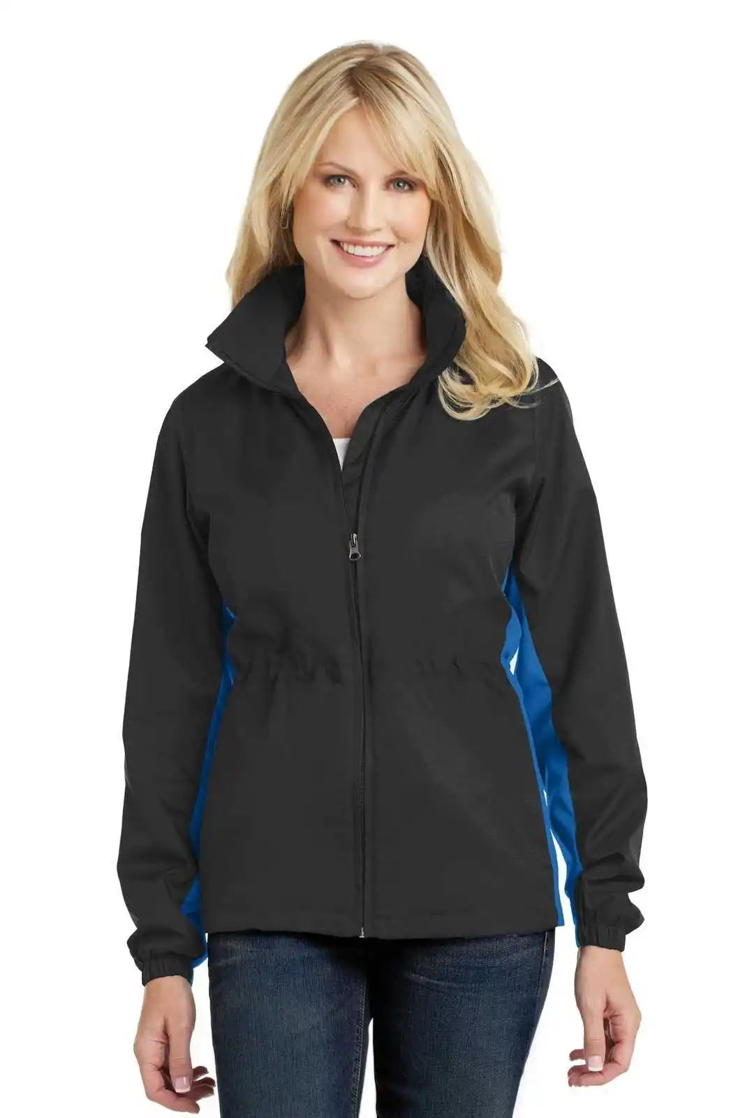 Port Authority L330 Ladies Core Colorblock Wind Jacket - Black Imperial Blue