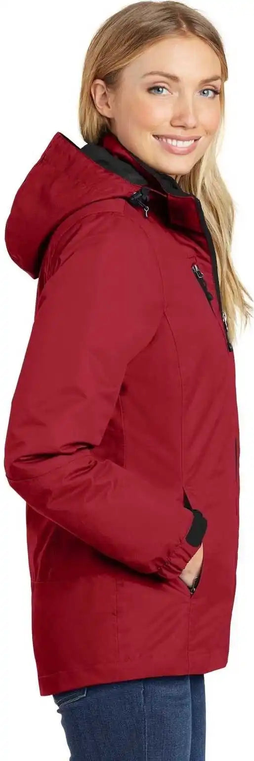 Port Authority L332 Ladies Vortex Waterproof 3-in-1 Jacket - Rich Red Black