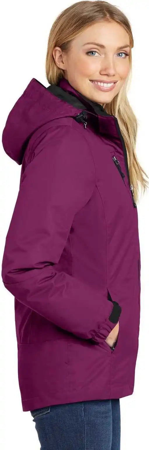 Port Authority L332 Ladies Vortex Waterproof 3 in 1 Jacket Very Berry Black