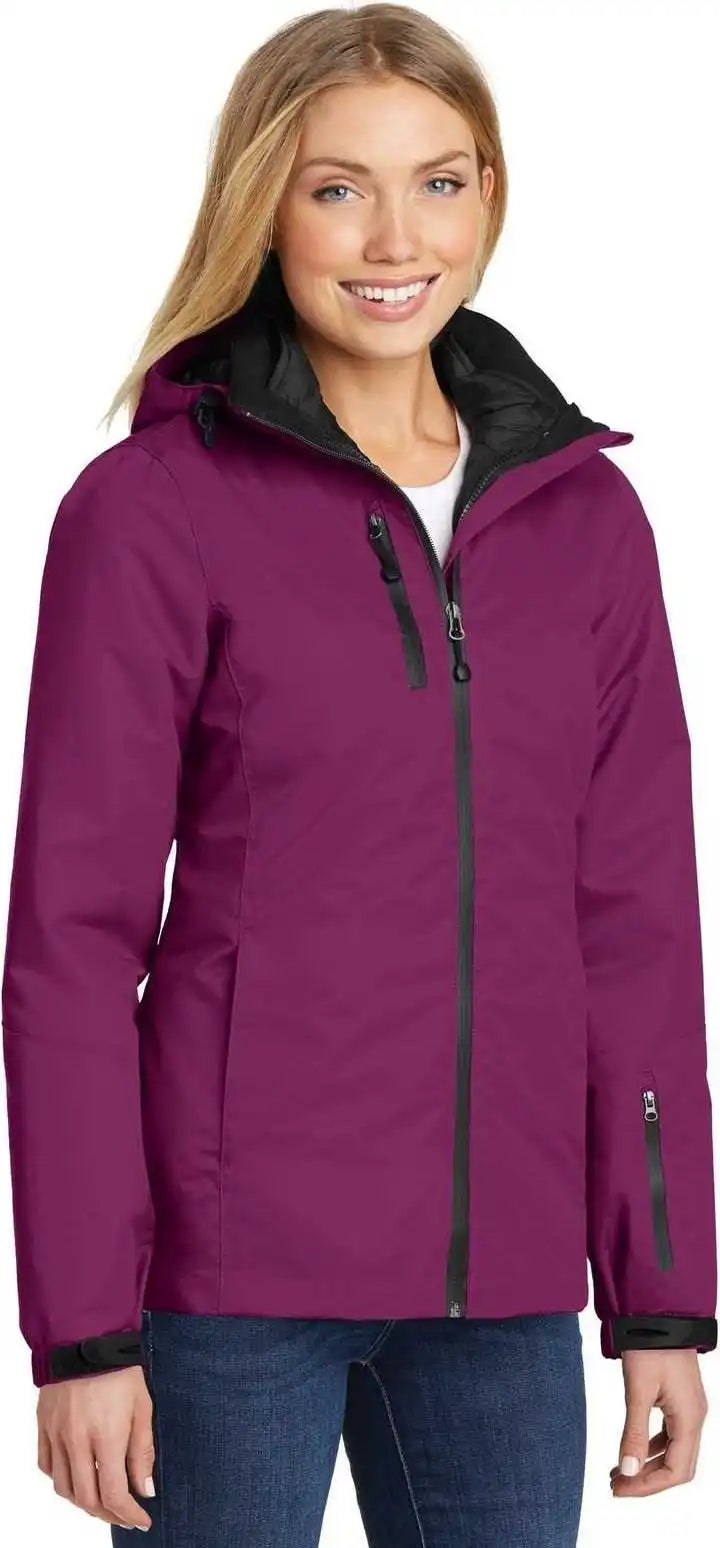 Port Authority L332 Ladies Vortex Waterproof 3 in 1 Jacket Very Berry Black