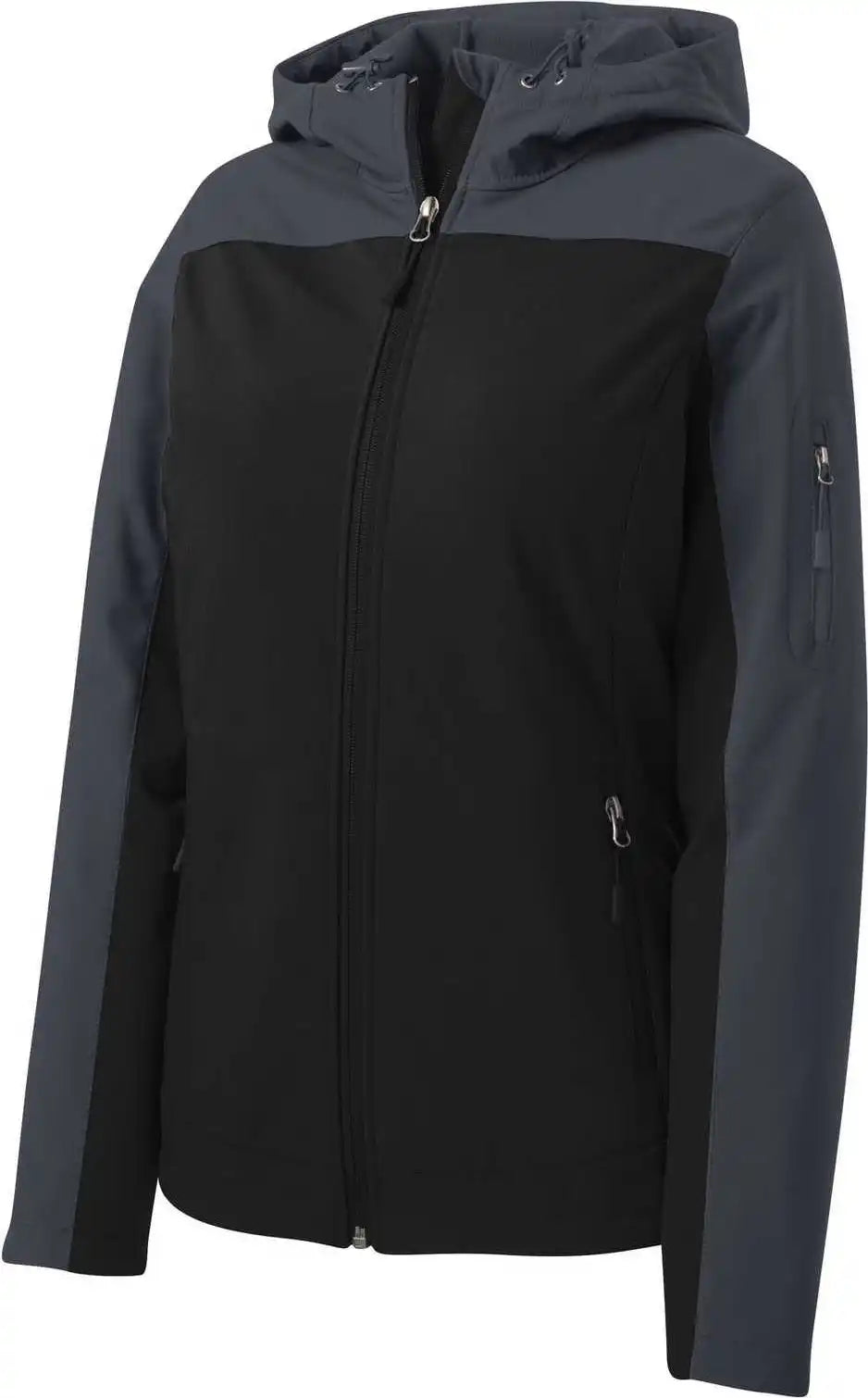 Port Authority L335 Ladies Hooded Core Soft Shell Jacket - Black Battleship Gray