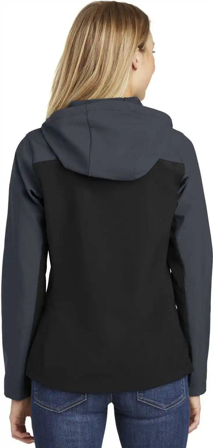 Port Authority L335 Ladies Hooded Core Soft Shell Jacket - Black Battleship Gray