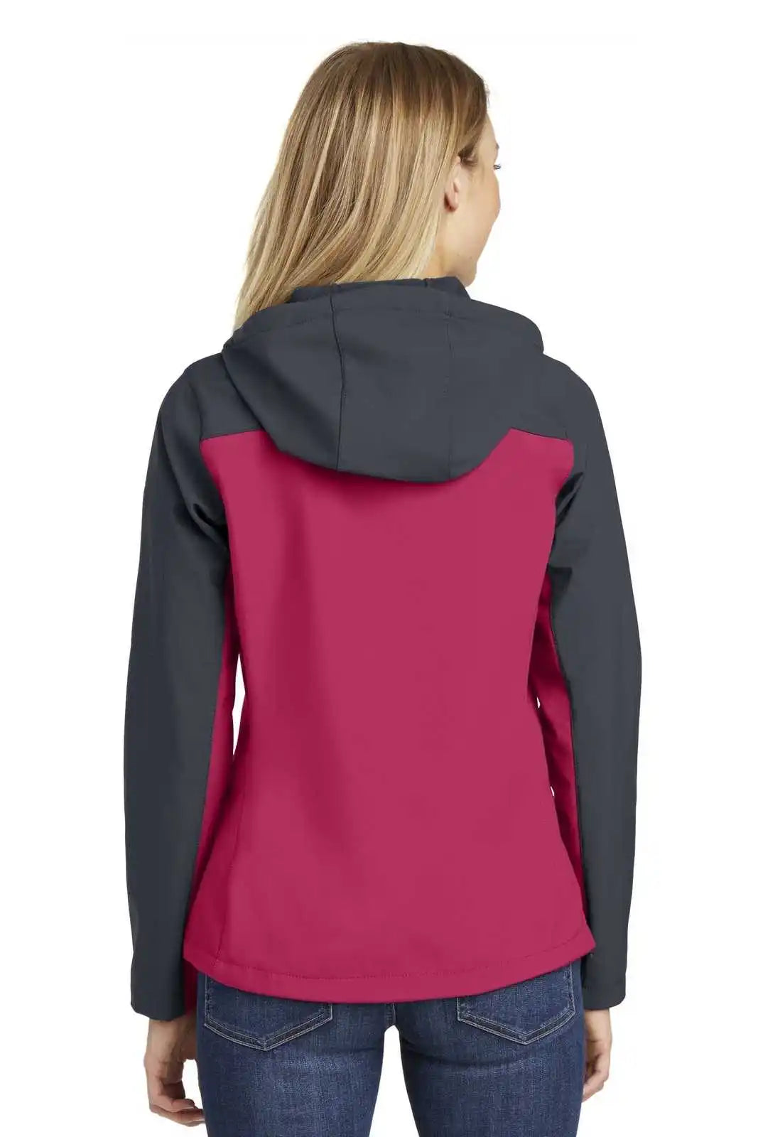 Port Authority L335 Ladies Hooded Core Soft Shell Jacket - Dark Fuchsia Battleship Gray