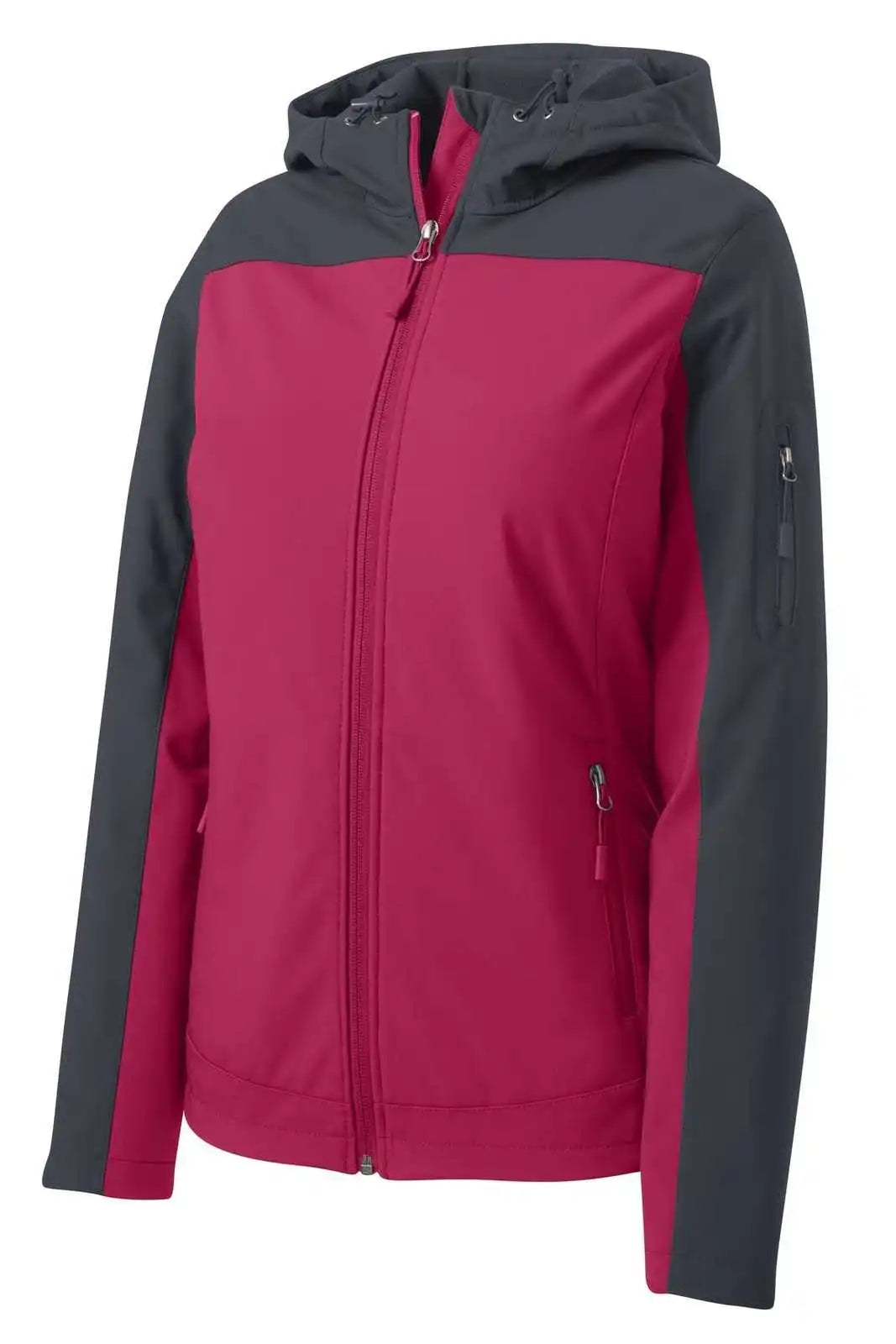 Port Authority L335 Ladies Hooded Core Soft Shell Jacket - Dark Fuchsia Battleship Gray
