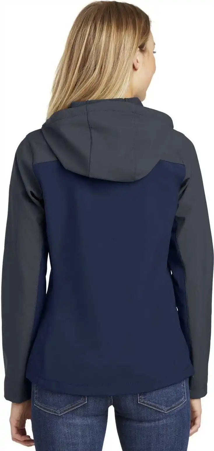 Port Authority L335 Ladies Hooded Core Soft Shell Jacket Dress Blue Navy Battleship Gray