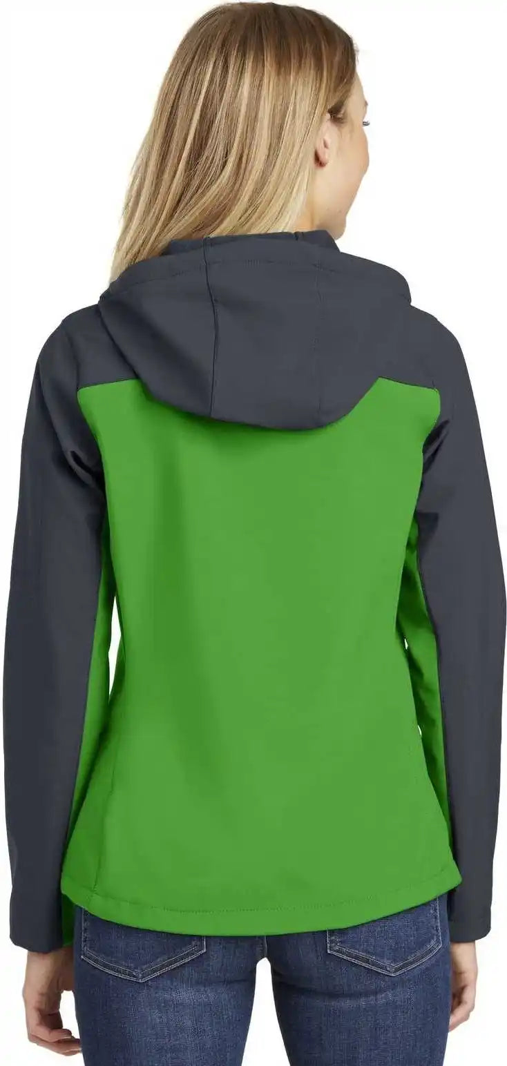 Port Authority L335 Ladies Hooded Core Soft Shell Jacket Vine Green Battleship Gray