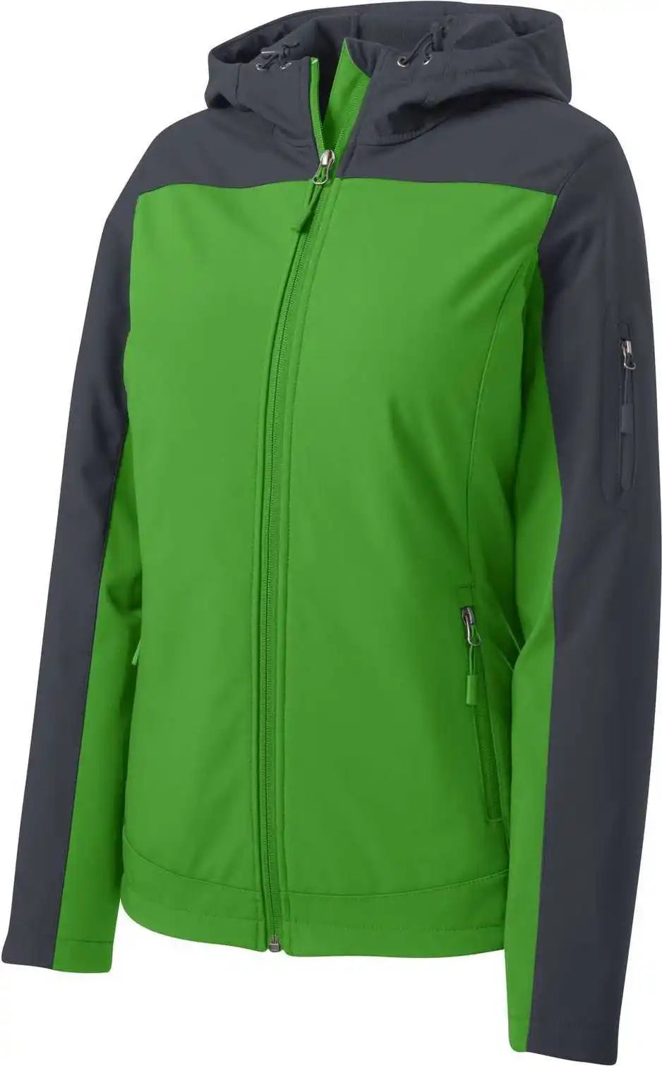 Port Authority L335 Ladies Hooded Core Soft Shell Jacket Vine Green Battleship Gray