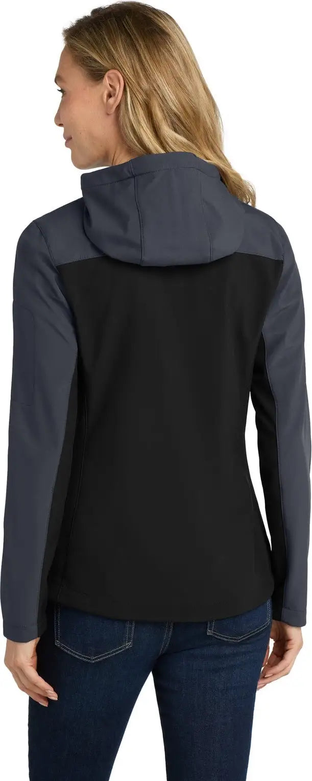 Port Authority L335 Women’s Hooded Core Soft Shell Jacket - Black Battleship Gray