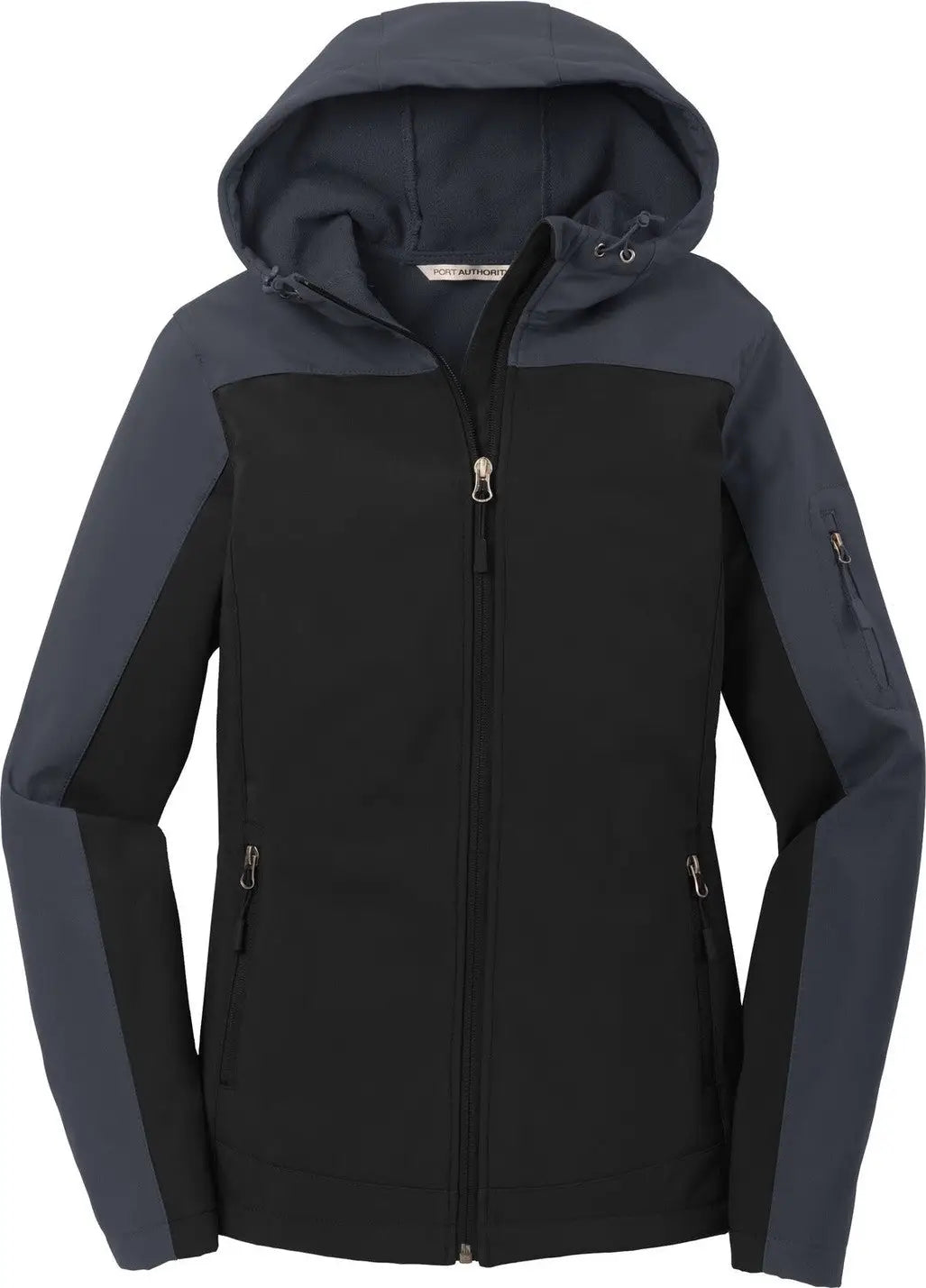 Port Authority L335 Women’s Hooded Core Soft Shell Jacket - Black Battleship Gray