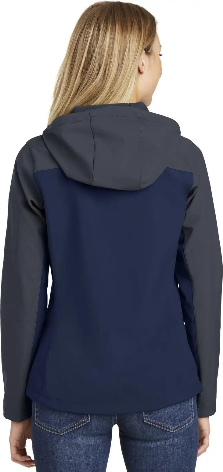 Port Authority L335 Women’s Hooded Core Soft Shell Jacket - Dress Blue Navy Battleship Gray