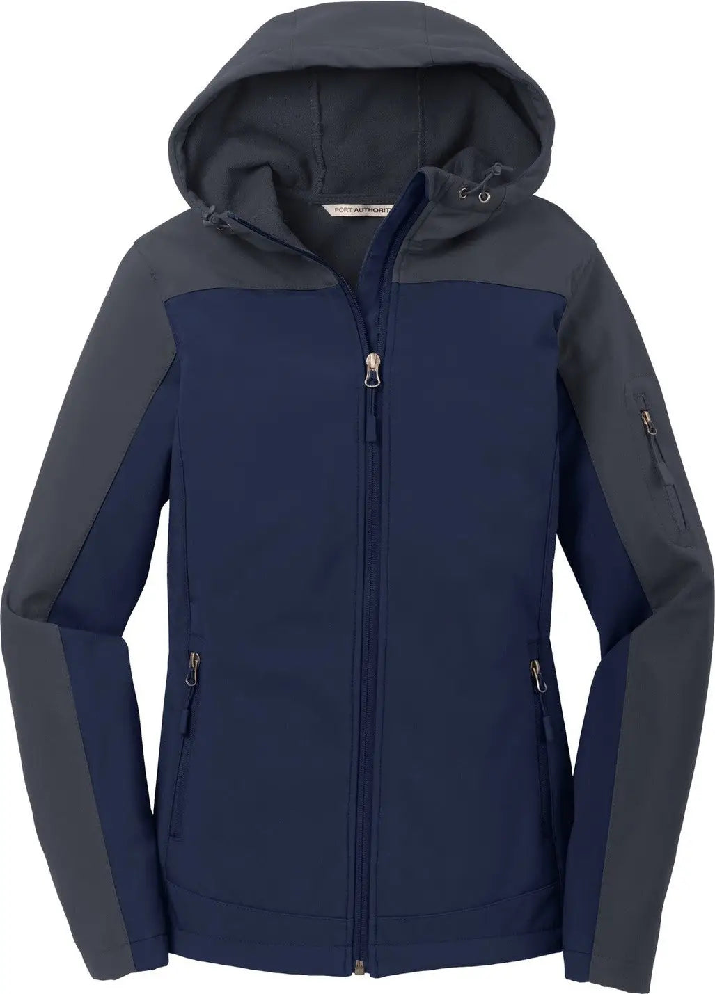 Port Authority L335 Women’s Hooded Core Soft Shell Jacket - Dress Blue Navy Battleship Gray