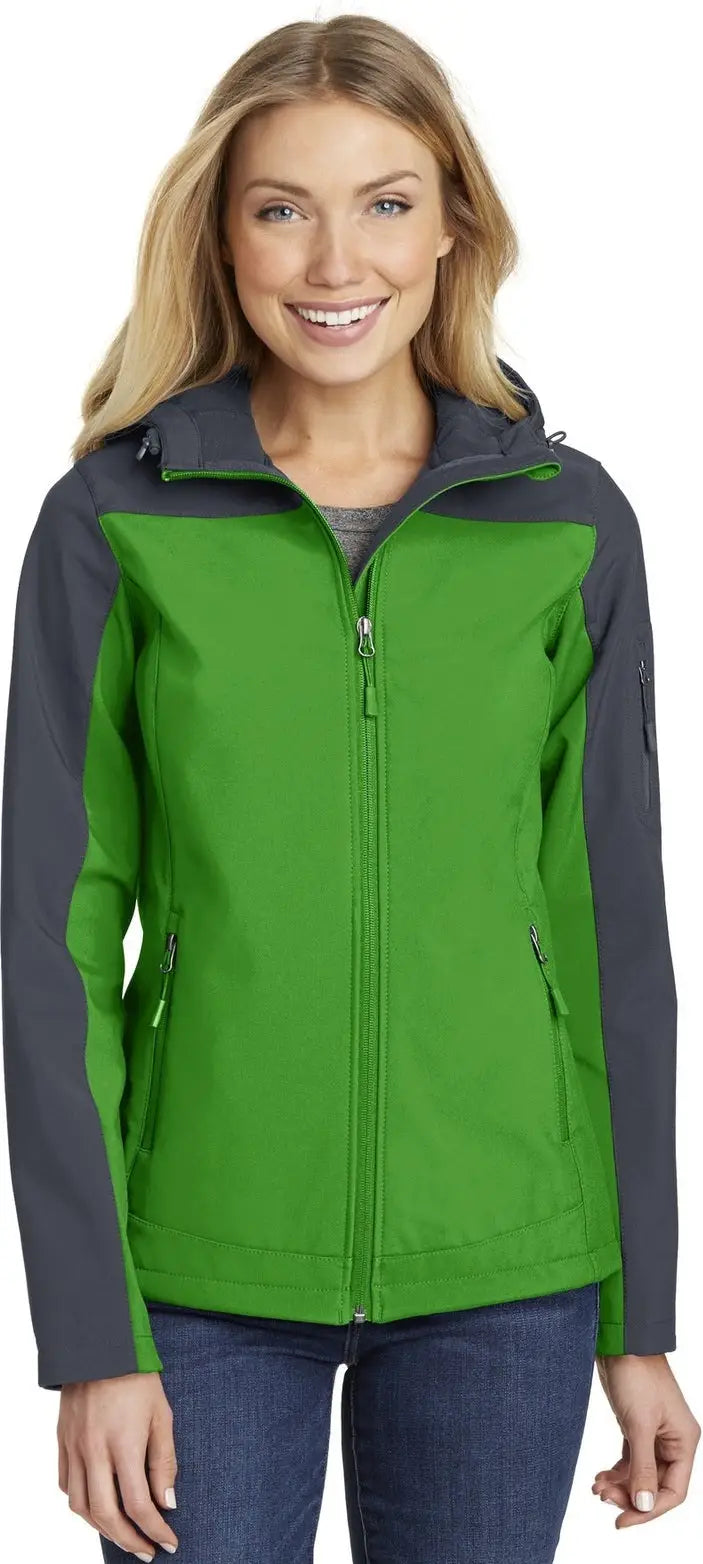 Port Authority L335 Women’s Hooded Core Soft Shell Jacket - Vine Green Battleship Gray - Green/ / Ladies Xs