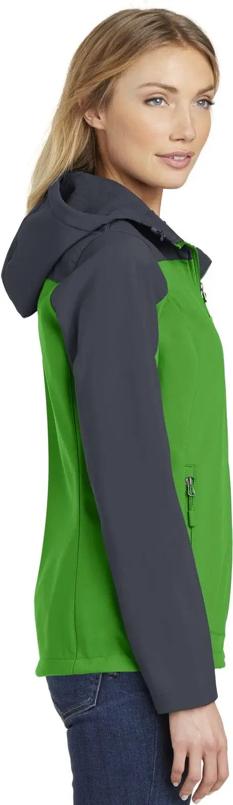 Port Authority L335 Women’s Hooded Core Soft Shell Jacket - Vine Green Battleship Gray