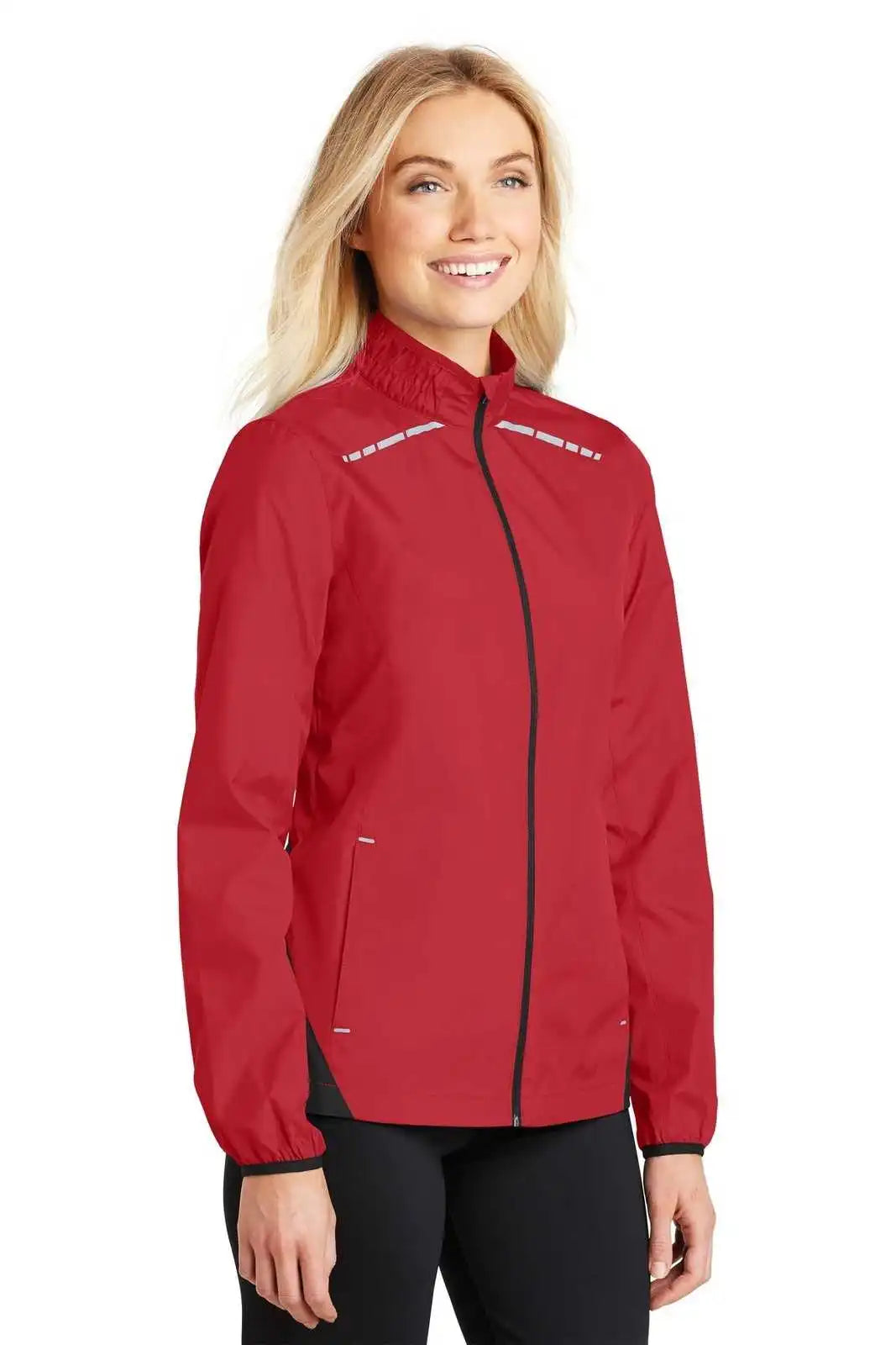 Port Authority L345 Ladies Zephyr Reflective Hit Full-zip Jacket - Rich Red Deep Black