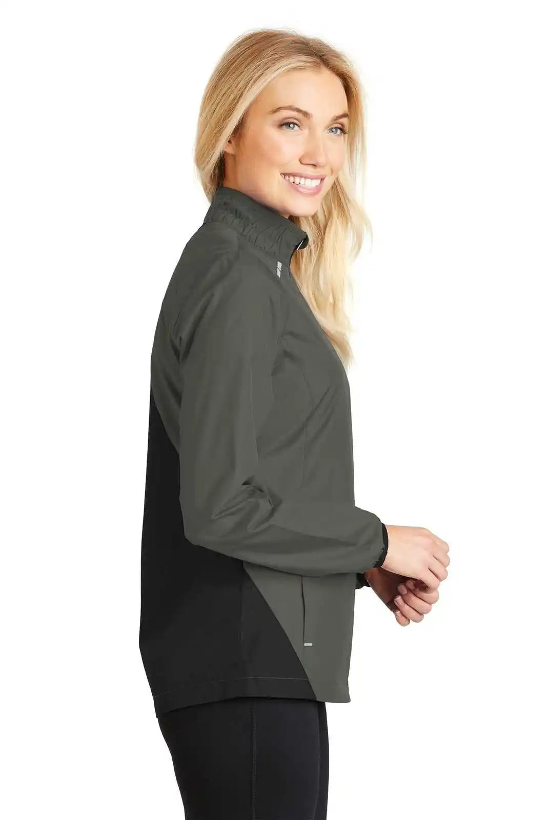 Port Authority L345 Ladies Zephyr Reflective Hit Full-zip Jacket - Gray Steel Deep Black