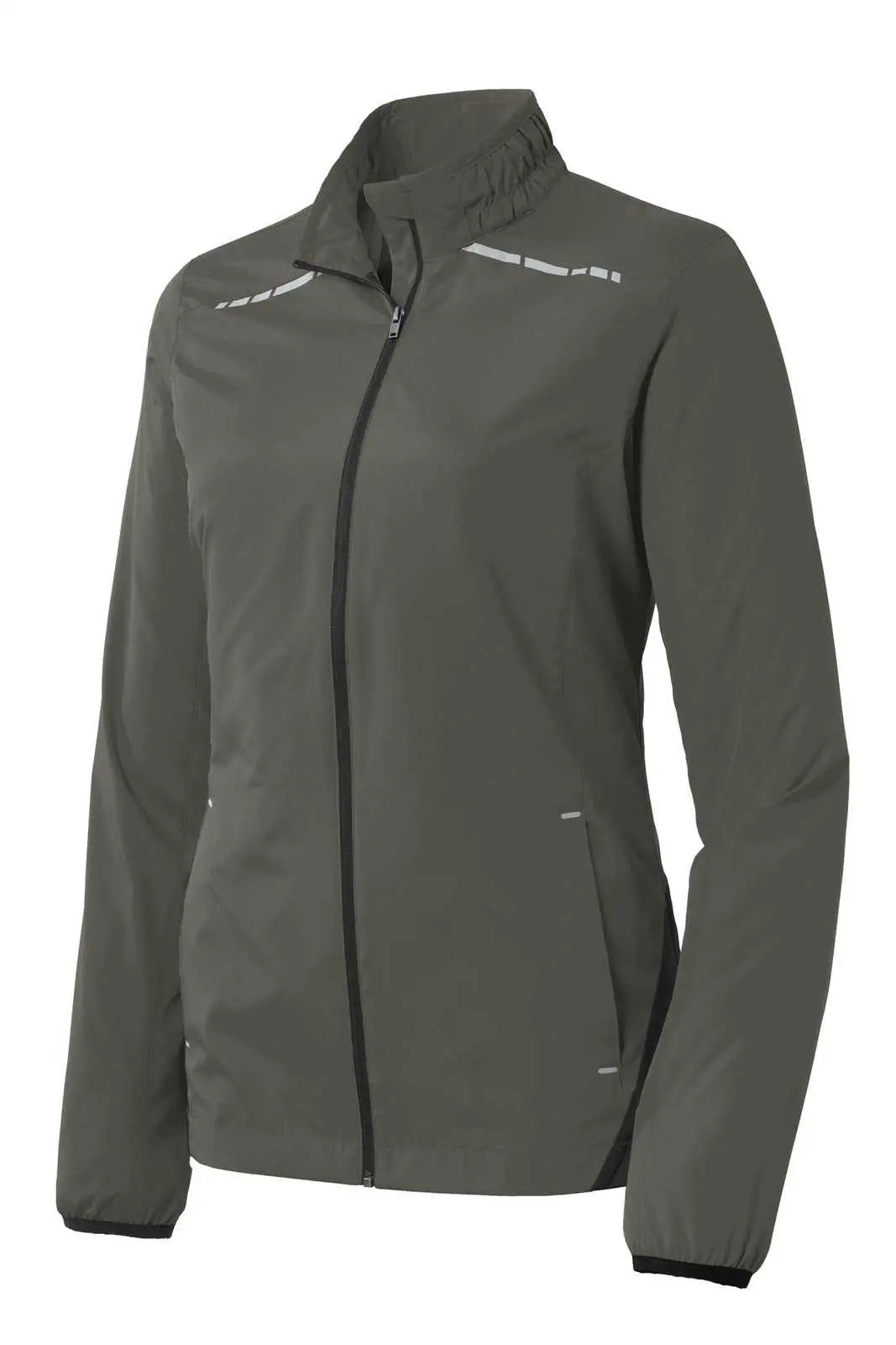 Port Authority L345 Ladies Zephyr Reflective Hit Full-zip Jacket - Gray Steel Deep Black