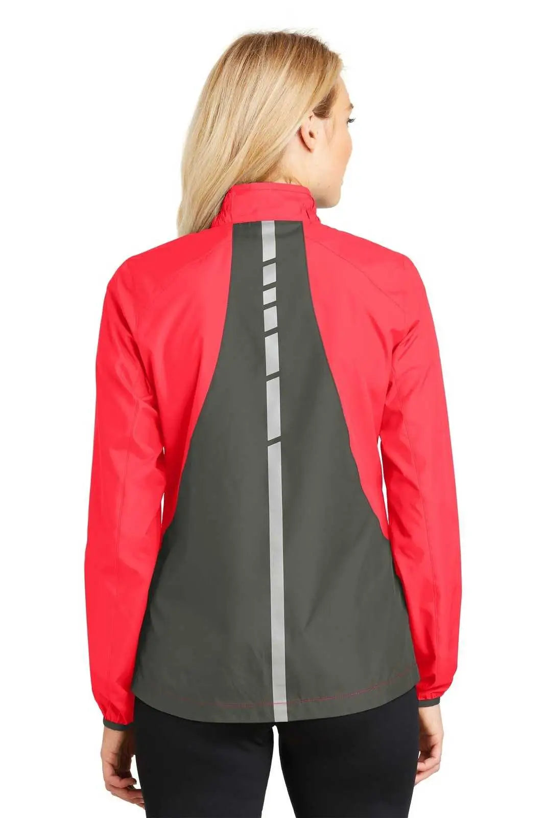 Port Authority L345 Ladies Zephyr Reflective Hit Full-zip Jacket - Hot Coral Gray Steel