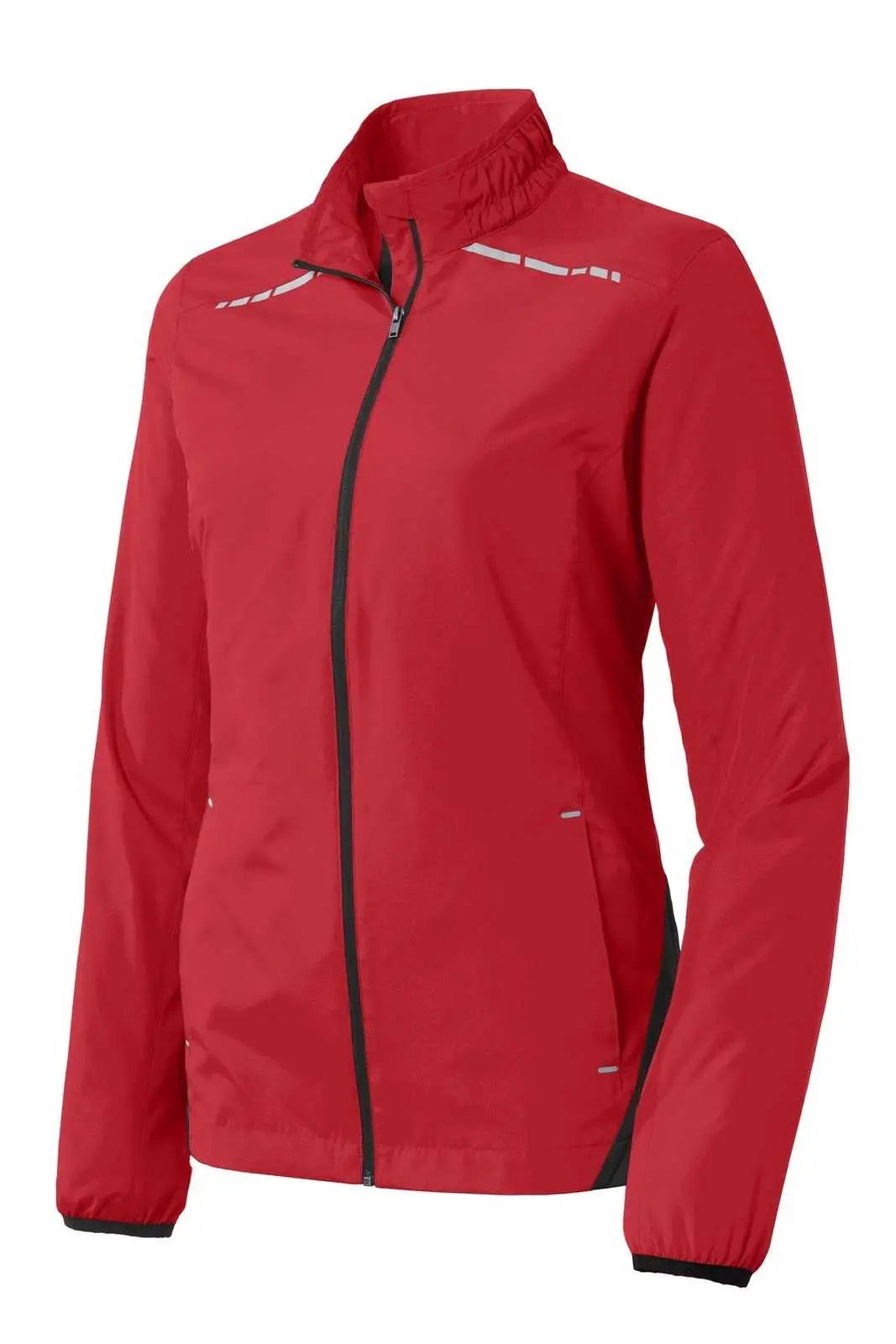 Port Authority L345 Ladies Zephyr Reflective Hit Full-zip Jacket - Rich Red Deep Black