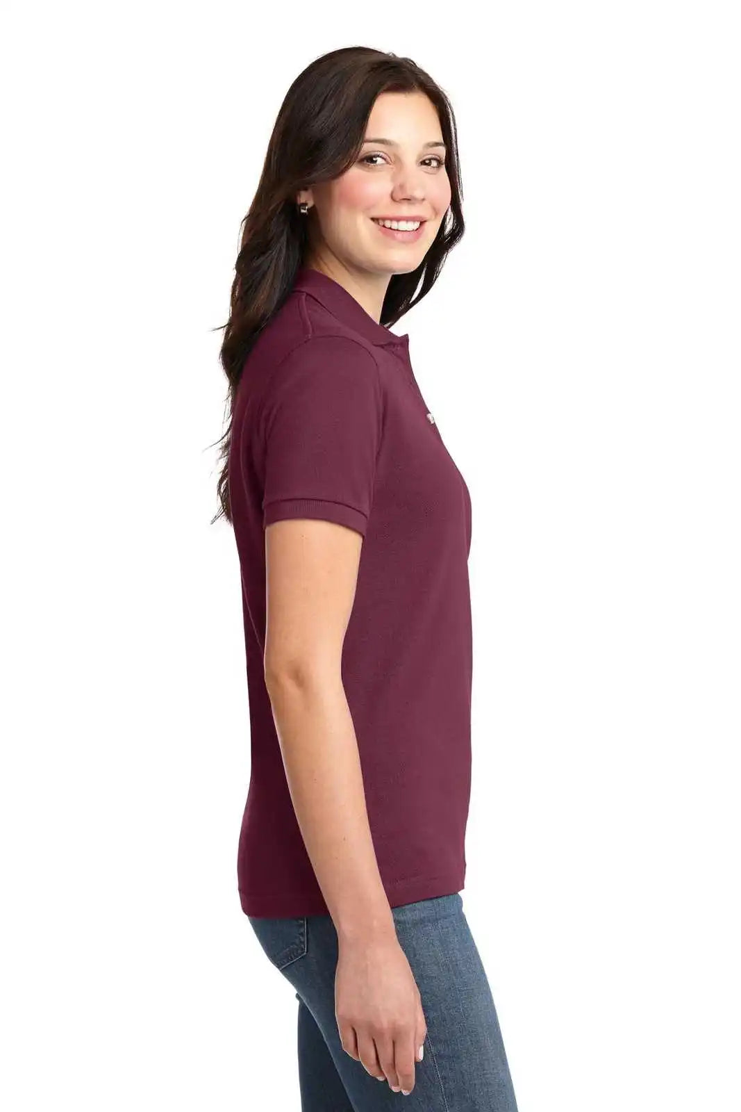 Port Authority L420 Ladies Heavyweight Cotton Pique Polo - Burgundy