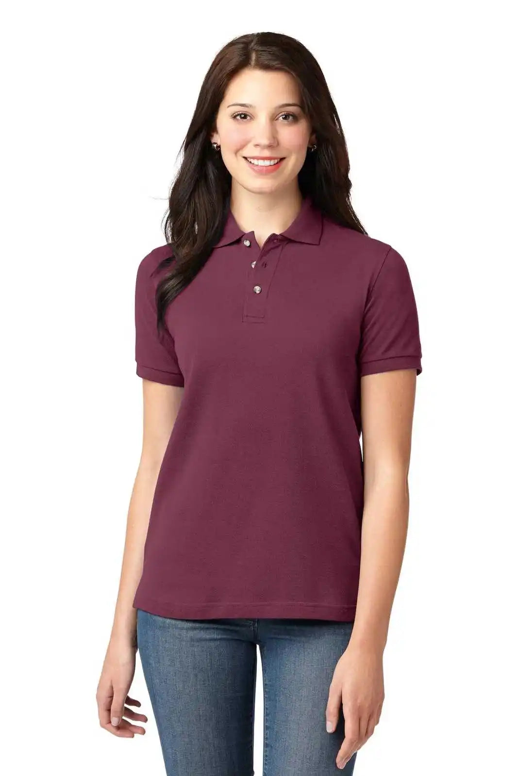 Port Authority L420 Ladies Heavyweight Cotton Pique Polo - Burgundy