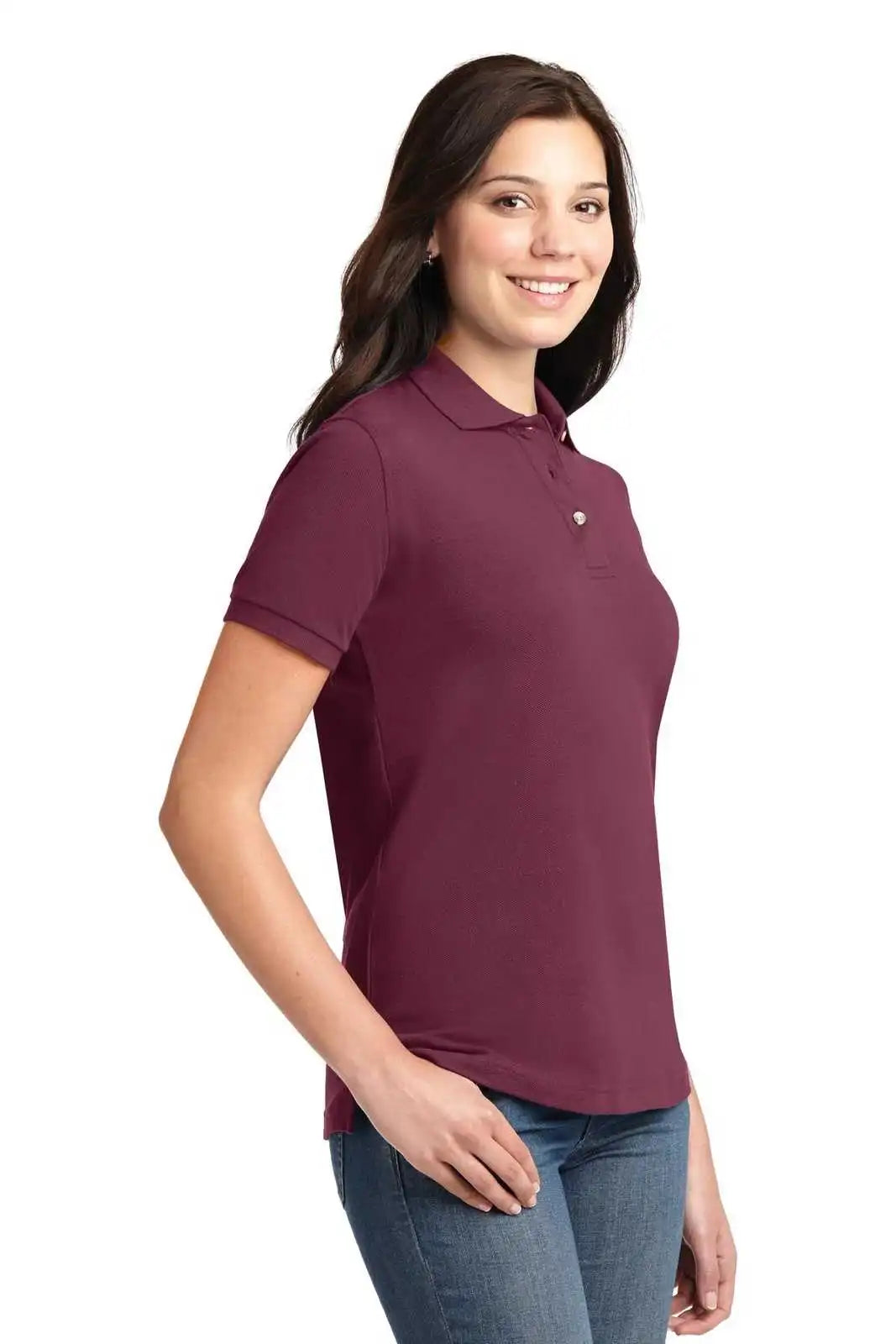 Port Authority L420 Ladies Heavyweight Cotton Pique Polo - Burgundy