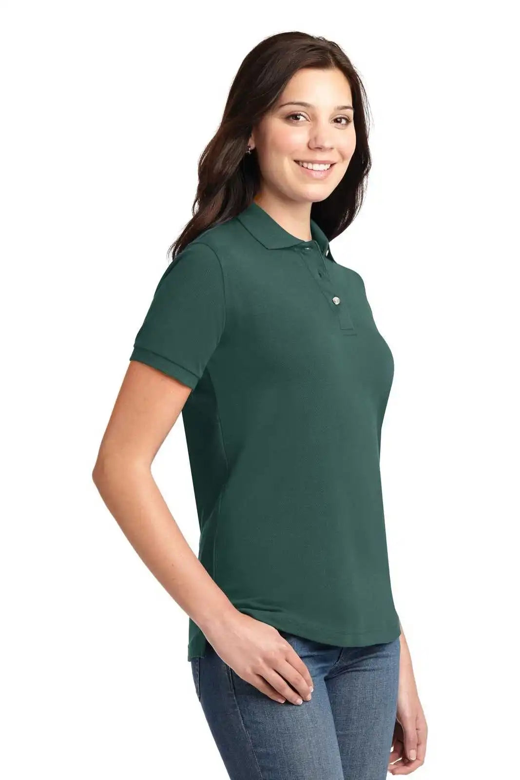 Port Authority L420 Ladies Heavyweight Cotton Pique Polo - Dark Green