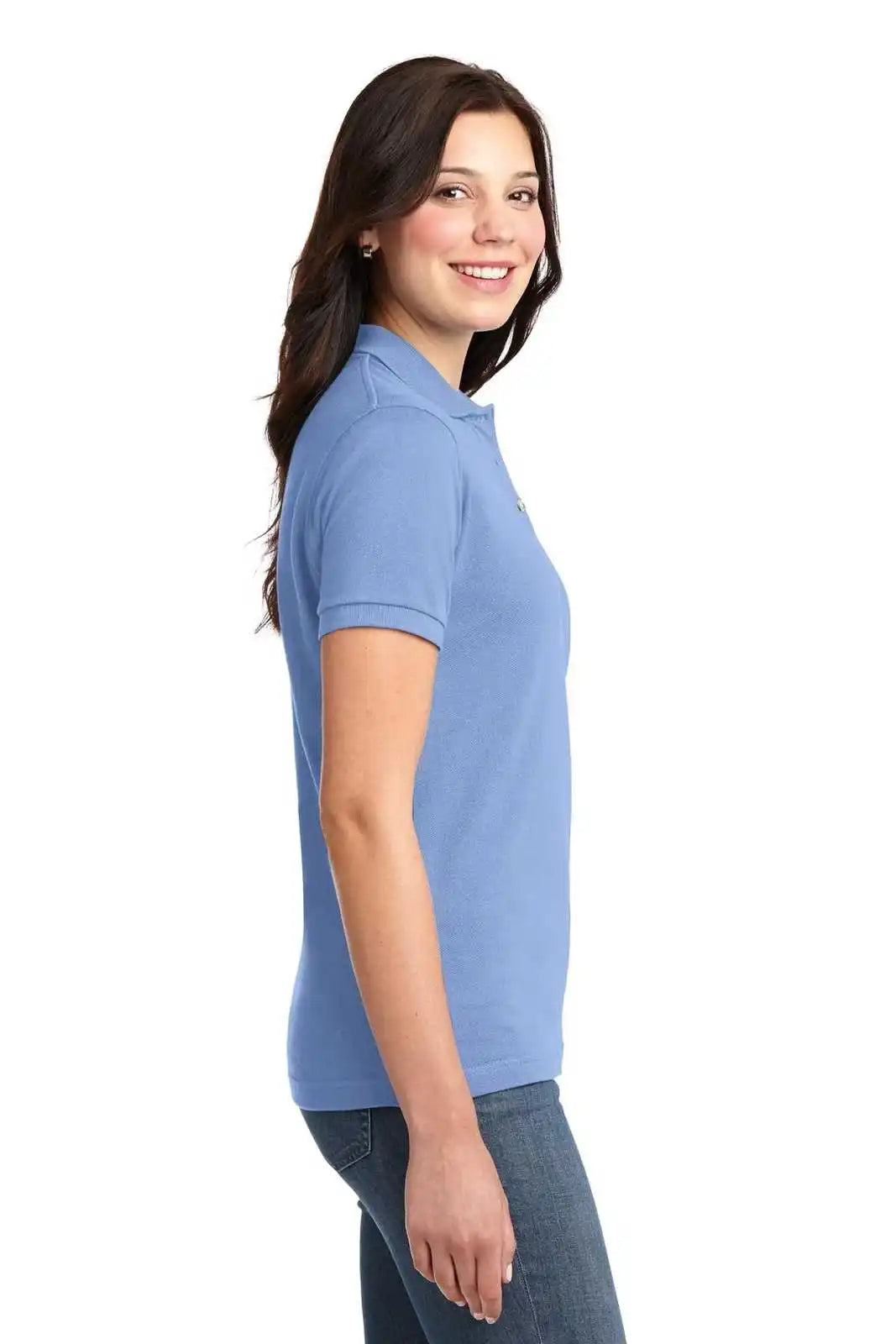 Port Authority L420 Ladies Heavyweight Cotton Pique Polo - Light Blue