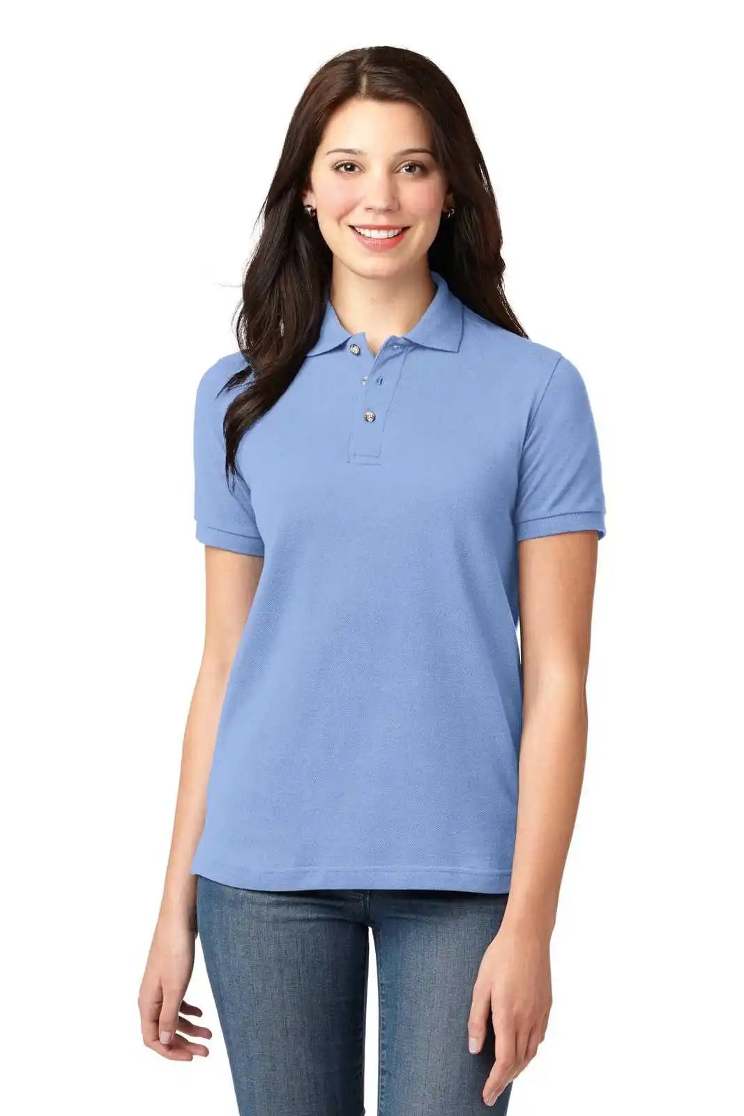 Port Authority L420 Ladies Heavyweight Cotton Pique Polo - Light Blue