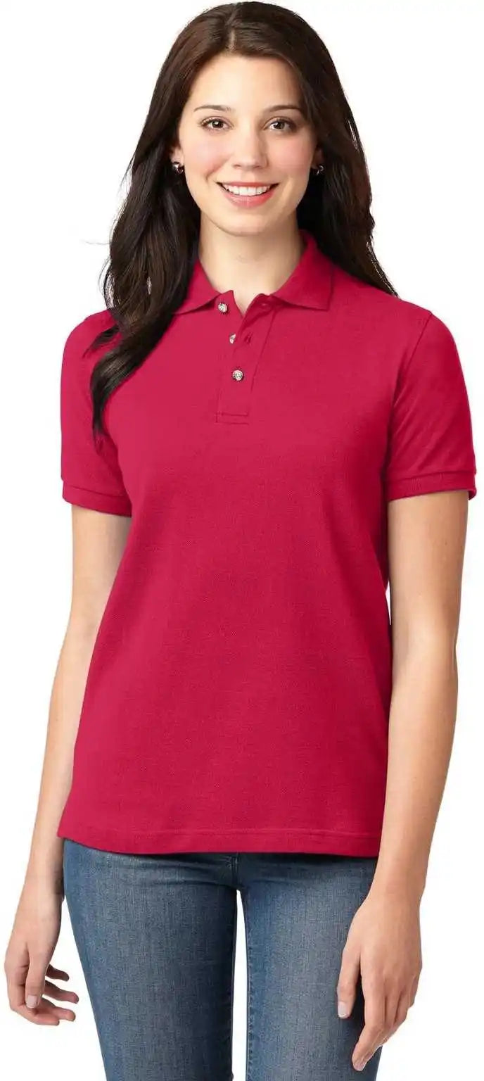 Port Authority L420 Ladies Heavyweight Cotton Pique Polo - Red