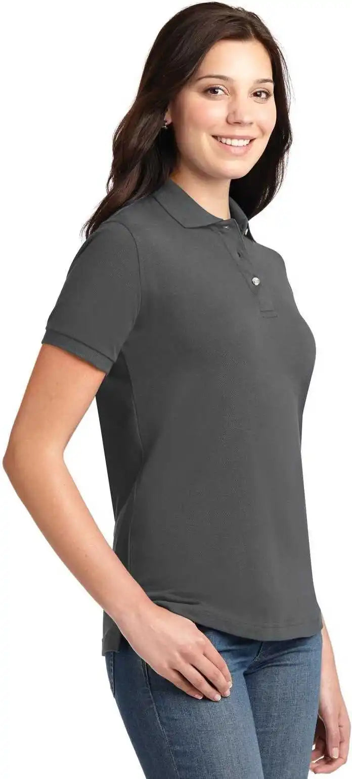 Port Authority L420 Ladies Heavyweight Cotton Pique Polo Steel Gray
