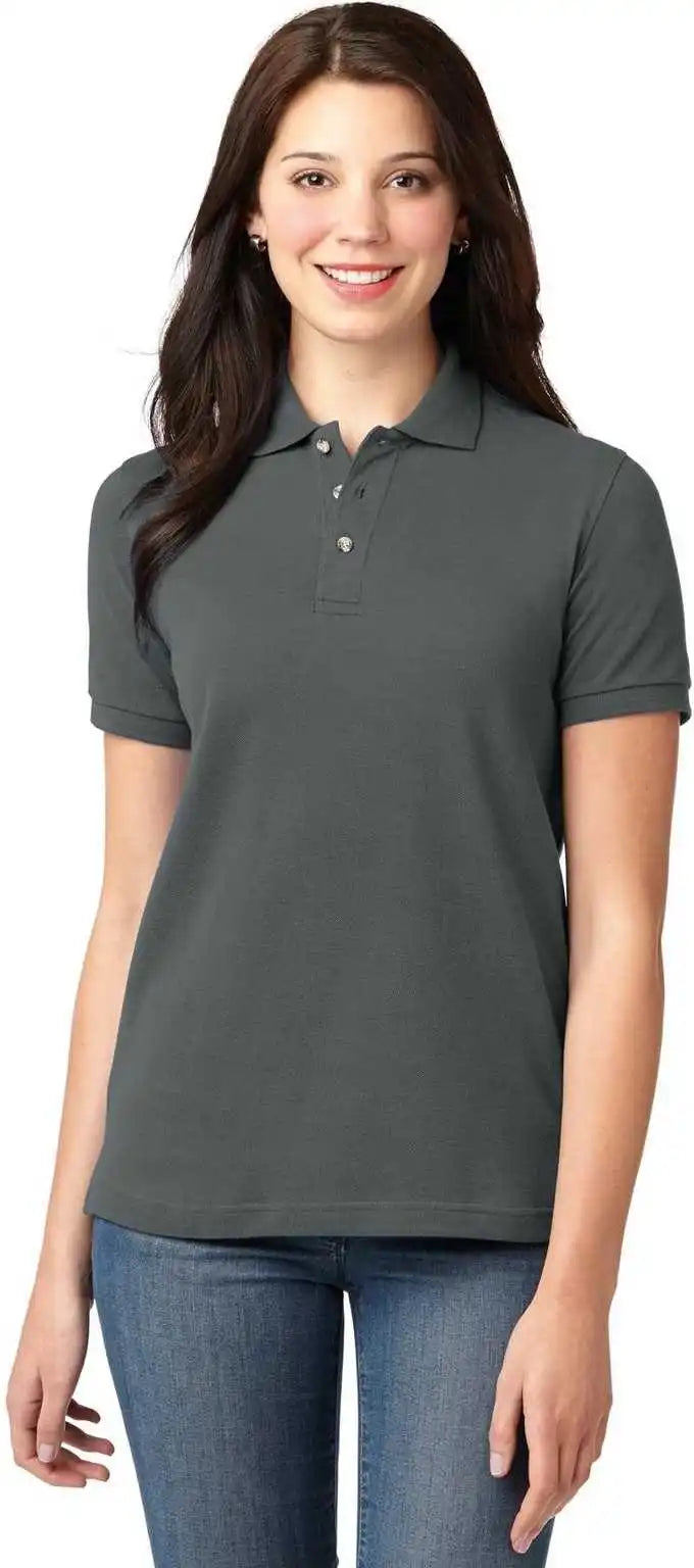 Port Authority L420 Ladies Heavyweight Cotton Pique Polo Steel Gray