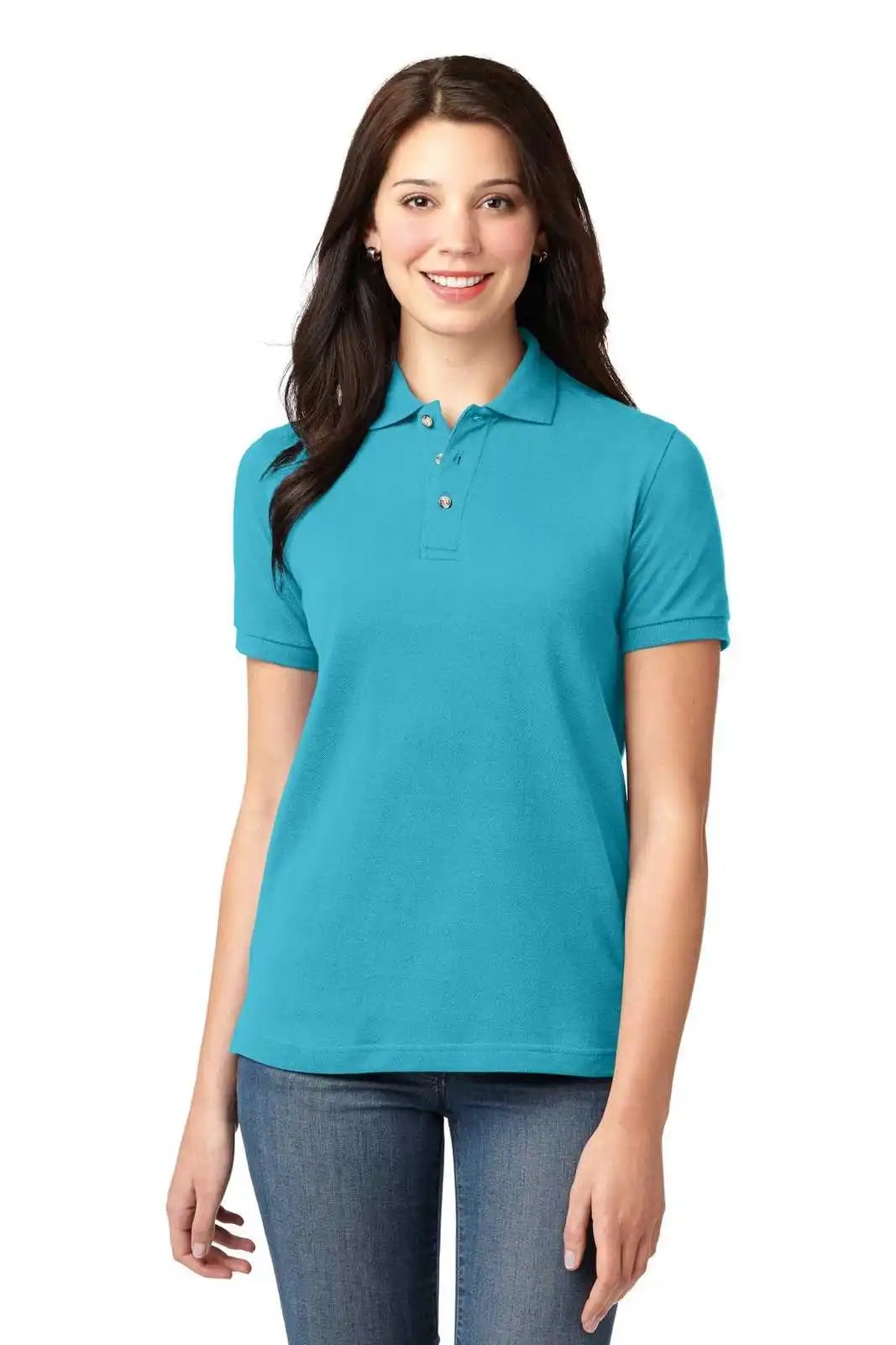 Port Authority L420 Ladies Heavyweight Cotton Pique Polo - Turquoise
